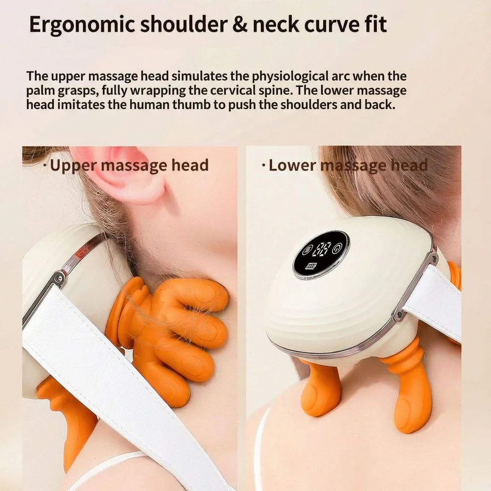 2026 Model Master-level Shoulder And Neck Massager-neck Traction Pillow With Heating Usb-powered Remote Control & LCD Display