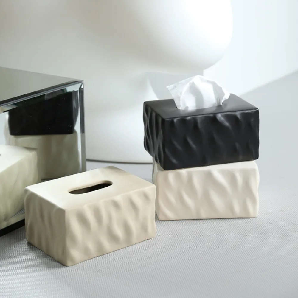 

Cream Style Ceramic Tissue Box Morden Napink Holder Case Papper Box Coffee Table Tissue Box Ornament for Living Room Decoration