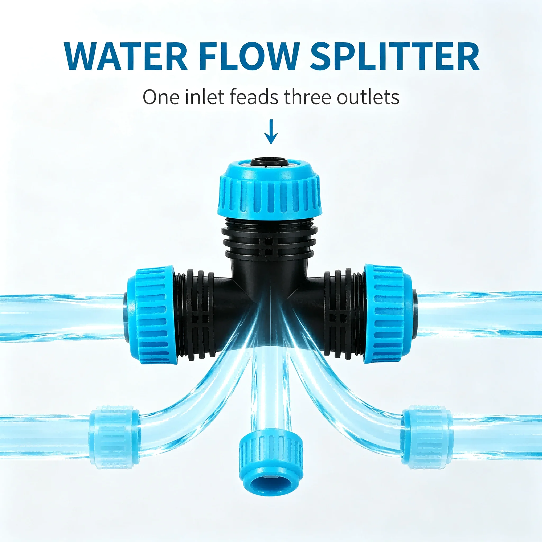 ABS Plastic Quarter Tee Connector for Garden Irrigation Water Hose Splitter Outdoor Use 9.6 x 6.5 cm Dimensions