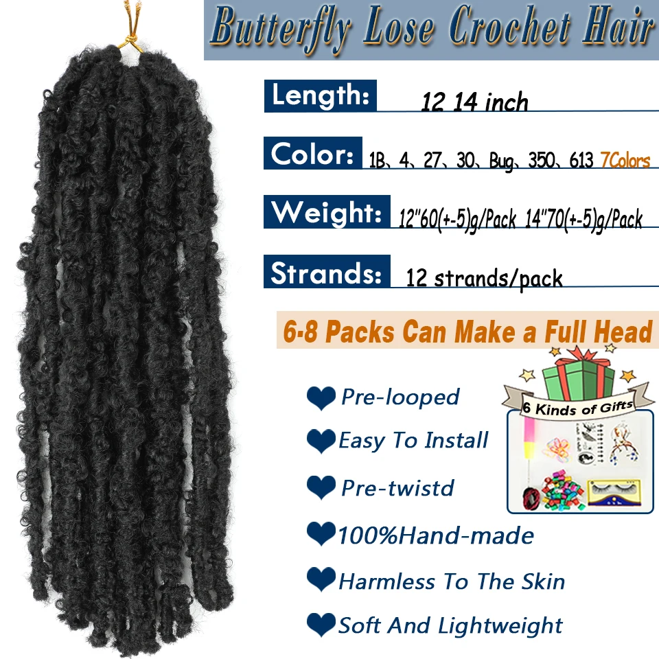 Butterfly Locs Crochet Hair 12 14 Inches Distressed Butterfly Locks Hair Meche Naturel Crochet Braids Bob Soft Locs Twist Braid