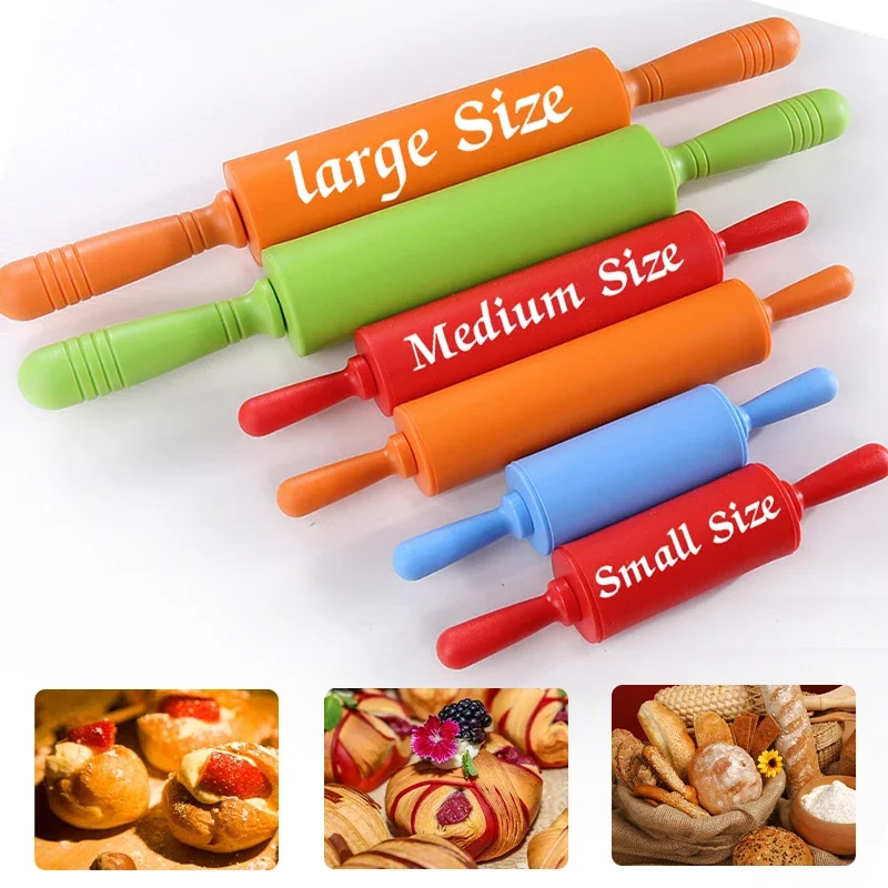 32/30/43cm Silicone Rolling Pin Non-Stick Pastry Dough Flour Roller Fondant Cake Noodles Dumpling Roller for Kitchen Baking Tool