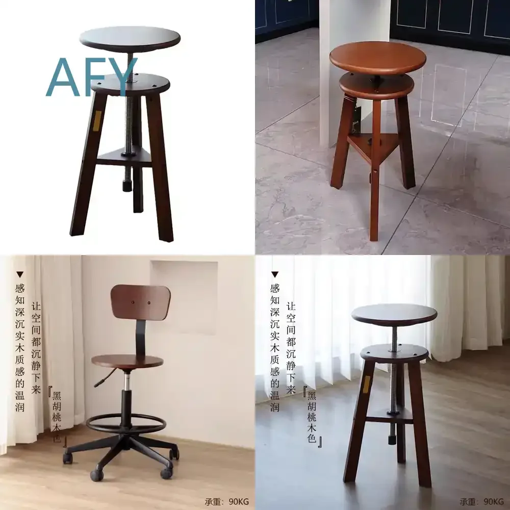 Art Special Solid Wood Home Bench for Sketching Oil Painting Lifting Adjustment Rotating Round Easel Stand for Artists