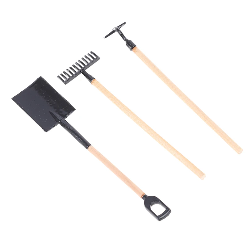 3 قطعة/المجموعة 1:12 دمية مصغرة مجرفة مجرفة أدوات الزراعة اكسسوارات الحديقة