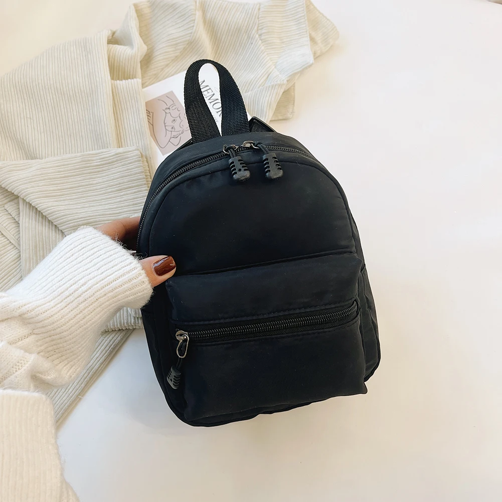 

Preppy Style Solid Color Nylon Backpack School Travel Women Knapsack Rucksack