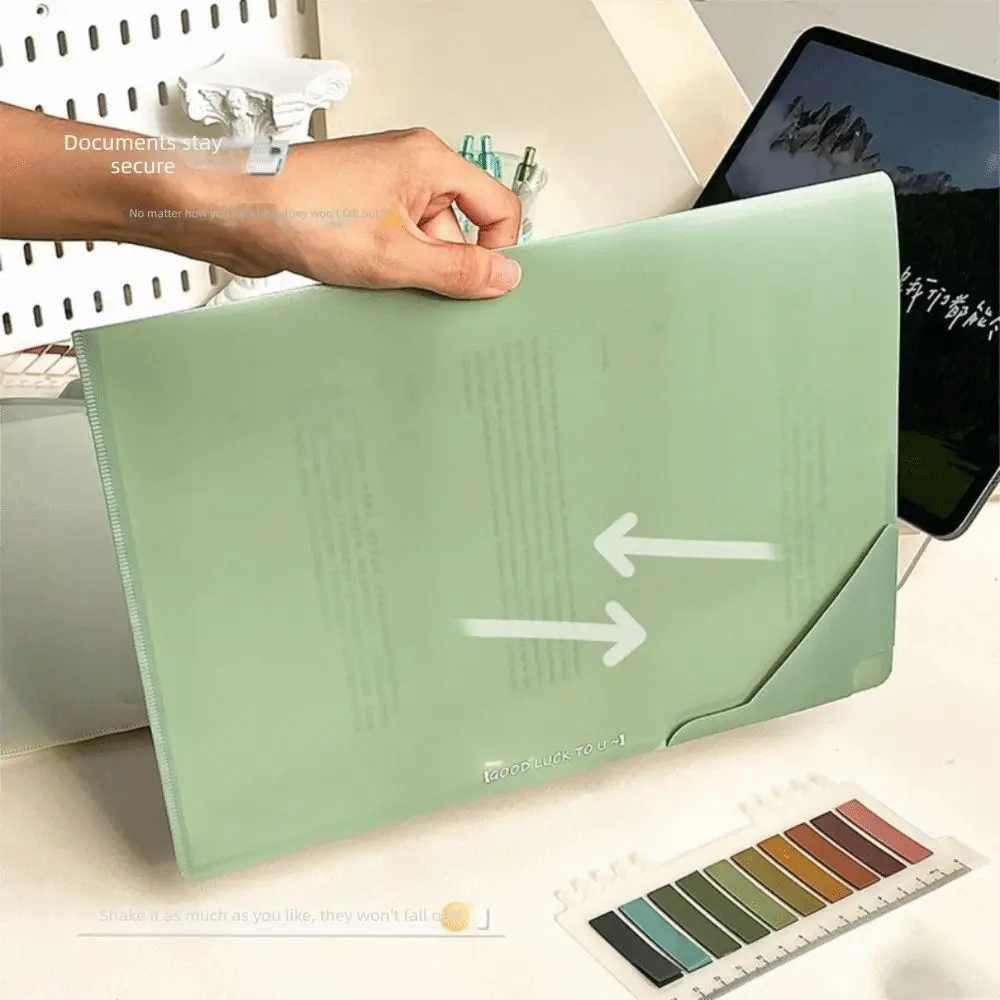 Creative Large Capacity File Folders Waterproof L-Shaped File Organizer Plastic Colorful Document Bag Office Supplies