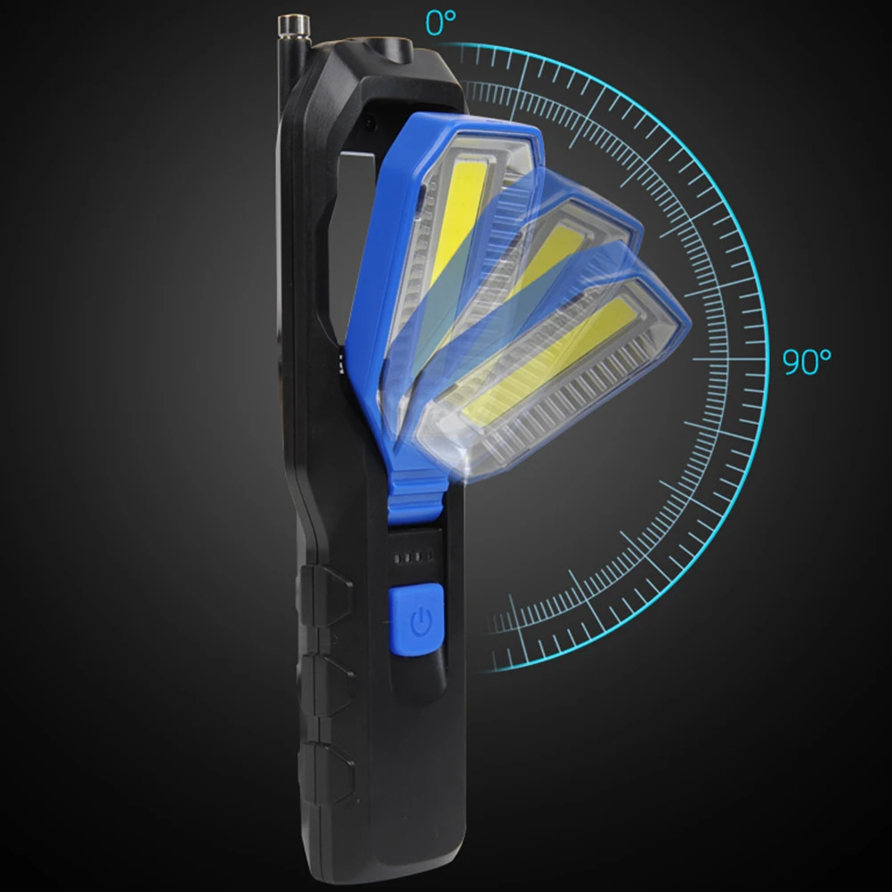 

LED Work Light COB Inspection Torch Portable Magnetic Flashlight Adjustable Beam Angle Power Display Emergency Lamp Car Repair