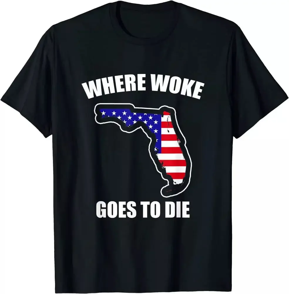 American Flag Where Woke Goes To Die T-Shirt Y2K tops Unisex Summer Short Sleeve