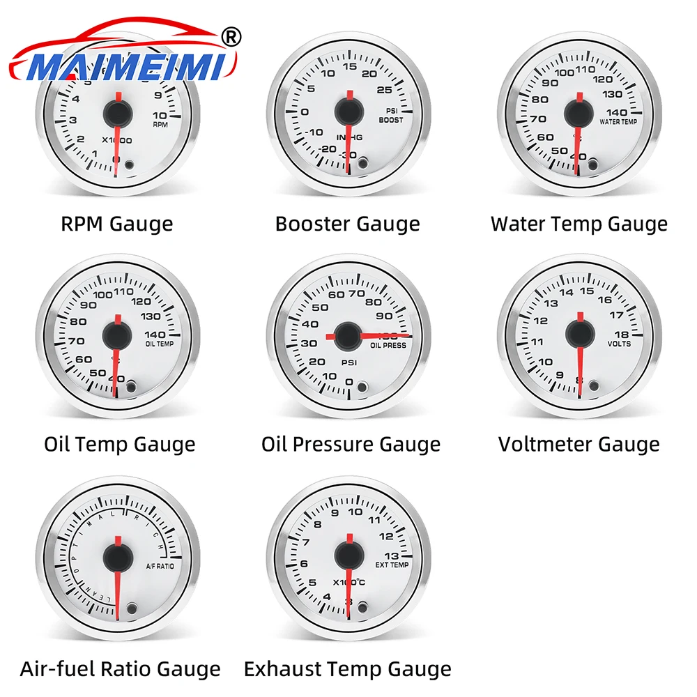 52MM digital Pointer Car instrument Panel Tachometer Water Oil Temperature Gauge Voltmeter with 7colors Backlight
