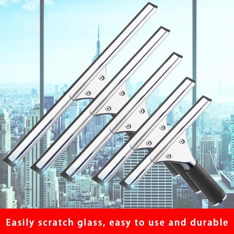 Multi-Surface Squeegee Window Wiper - Rubber Blade Glass Cleaning Tool for Bathroom Shower Home Car & Dining Table