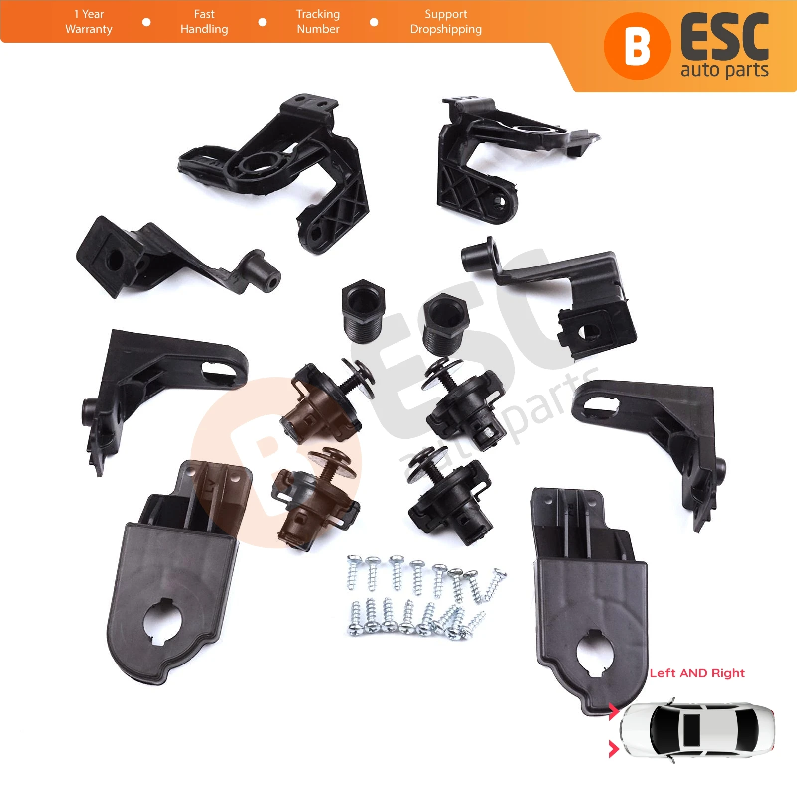 

EHL562 Headlight Holder Mount Repair Bracket Tab Set Right Left Side for VW T-Roc 2017-On 2/5-Door SUV 2GA998225 2GA998226