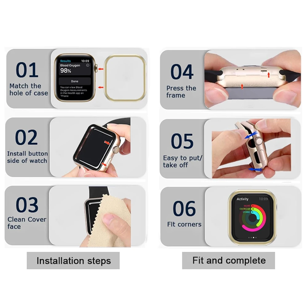 Металлический корпус с алюминиевым каркасом для Apple Watch 42 мм 46 мм iWatch Series 10, защитный бампер 40 мм, 41 мм, 44 мм, 45 мм, без крышки экрана