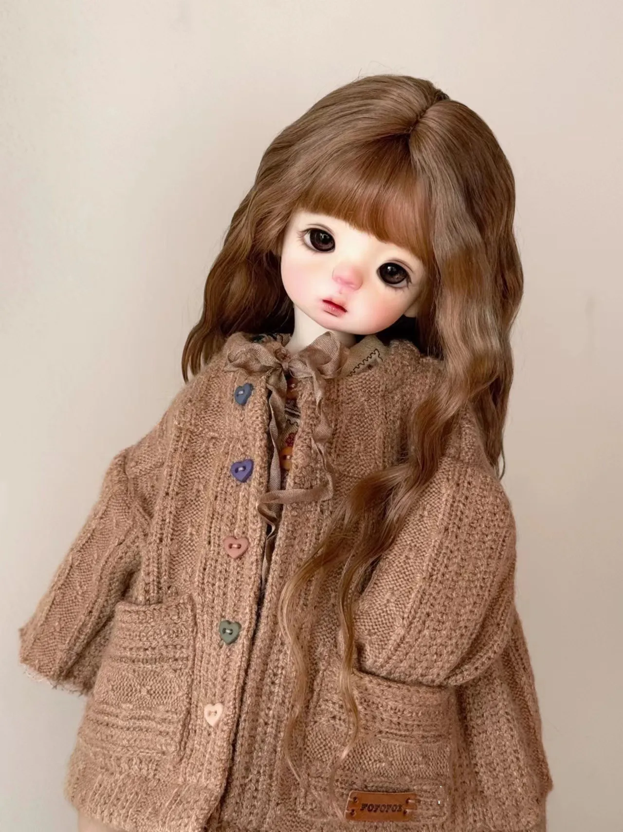 Silver-Brown 1/6 BJD Doll Hair, Hardhead Shell Mohair Wig