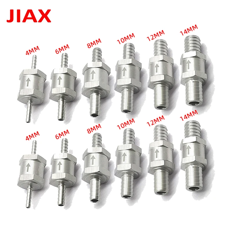 2PCS  Car Accessories Multi Size 4-14mm Stainless Steel Fuel Stop Valve Universal Fit Engine Oil Gas Line Repair Check Valve