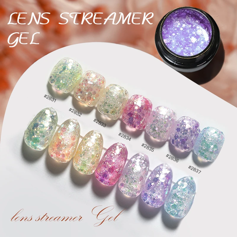 Ibdgel 12 Colors 8g Lens Streamer gel Polish Nail Accessories Semi-permanent Varnish Nail Art Nail Soak Off LED UV Gel Nail Ve