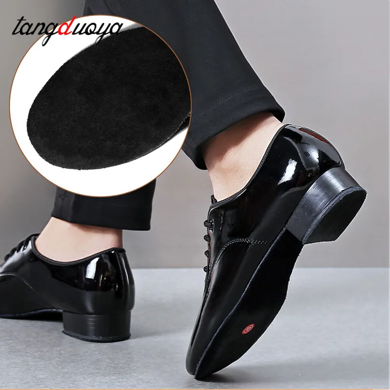 Patent leather dance shoes mens Customizable 46/47 ballroom dance competition shoes latin jazz dance shoes man Indoor Soles 2CM