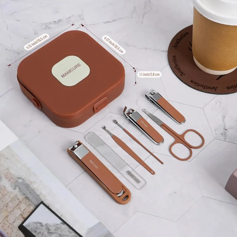 Anti-splash nagelknipper set Hand in hand manicure tondeuse manicure tondeuse bescherming tool manicure 7-sets nagelknipper set