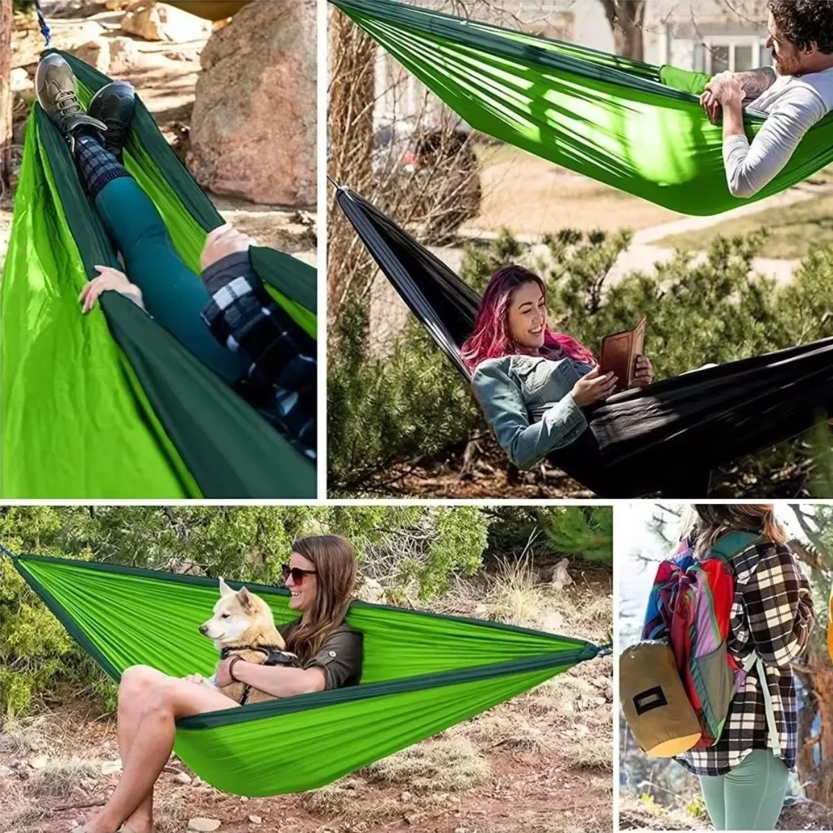 270*140cm Hanging Bed Portable Nylon Parachute Fabric Single Double Outdoor Camp Hiking Match Hammock High Strength Hanging Bed