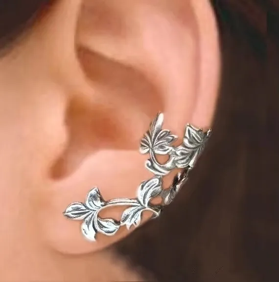 Ear Retro Women Flower Leaf Clip Ear Cuff Punk Wrap Cartilage Earring Jewelry Gift Vintage Clip Earrings Women