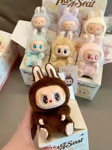 2024 New Hot Selling Labubu Pulley Cloth Handmade Sitting Party Vinyl Plush Blind Box Cute Doll Toy Gift Decorative Ornaments