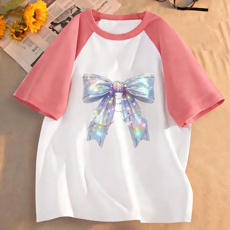 Y2K Hip-Hop Grafik Kinder T-Shirts Sommer Kurzarm Schleifendesign Bedruckte T-Shirts Manga Kinder Mädchen Lässiges Oberteil T-Shirt