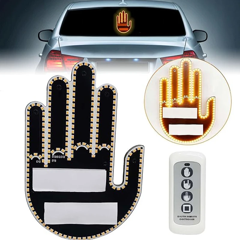 

New Atmosphere Lamp LED Gesture Light With Remote 3 In1 Wireless LED Hand Gesture Light For Car Window Funny Finger Car Lights