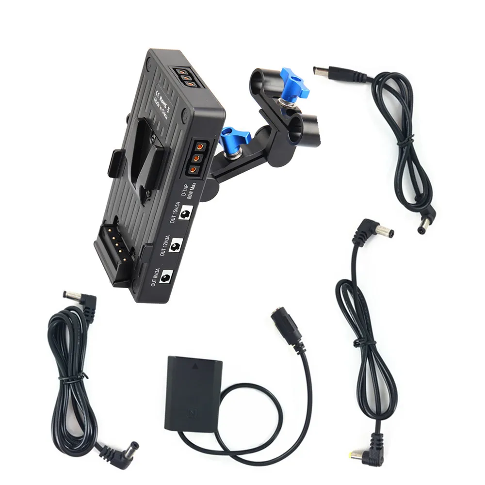 V Mount Plate Power Supply with Type-C D-tap USB DC + 15mm Rod Clamp + FZ100 Dummy Battery for Sony A7 A7R IV A9 II A7C A1