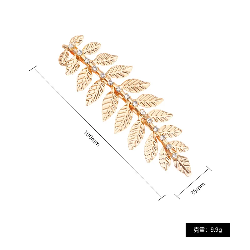 مشبك شعر بورق ذهبي مرصع بالكريستال، إكسسوار شعر عروس رومانية على الطراز الأوروبي والأمريكي