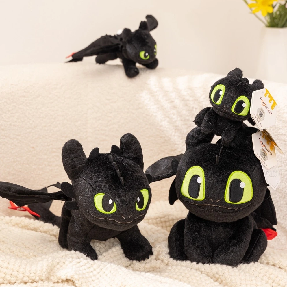 

Potdemiel Original How to Train Your Dragon Plushies Night Fury Black Dragon Plush Toy Cartoon Stuffed Anime Home Decor Gifts