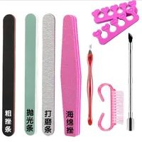 9pcs/set Nail Set Art Sand Files Buffer Sponge Block Brush Cuticle Pusher Gel Polish Kit Acrylic Manicure Tools Manicure Set