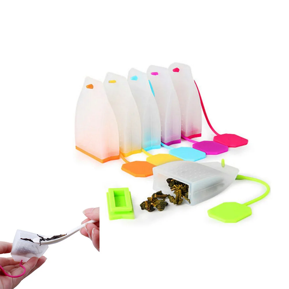 

6pcs Silicone Reusable Tea Bag Tea Infuser Strainer Loose Leaf Filters Steeper for Tea Cups Mugs Teapots (Random Color)