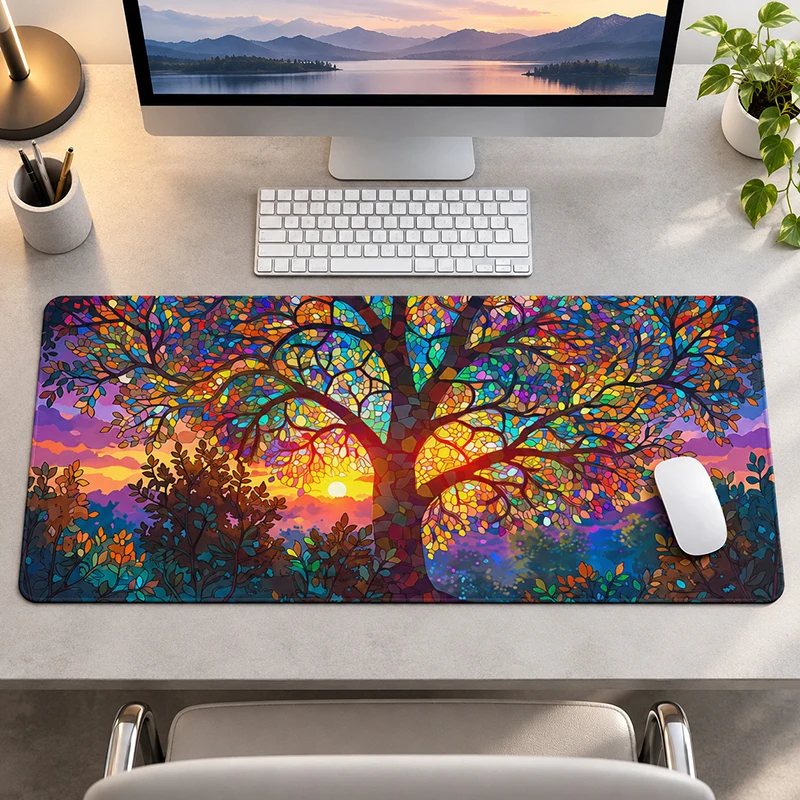 Mouse Pad Colorful Tree of Life Gaming printon demand Custom Mousepad XXL Mechanical Keyboard Pad Soft Natural Rubber Mouse Mats
