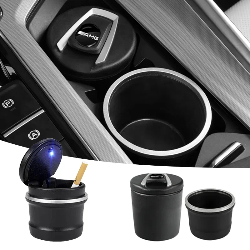 1pcs LED Car Ashtray Cigar Ash Tray Coin Storage Cup for Mercedes Benz AMG A180 A200 A260 W203 W210 W211 W204 C E S CLS