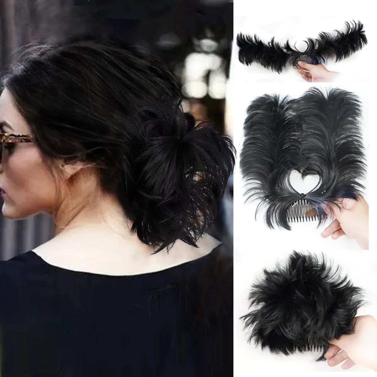 Messy Bun Side Comb Clip in Hair Bun Easy Hairpieces for Women Ladies Hair Bun Ponytail Natural Styles Easy Hair piec