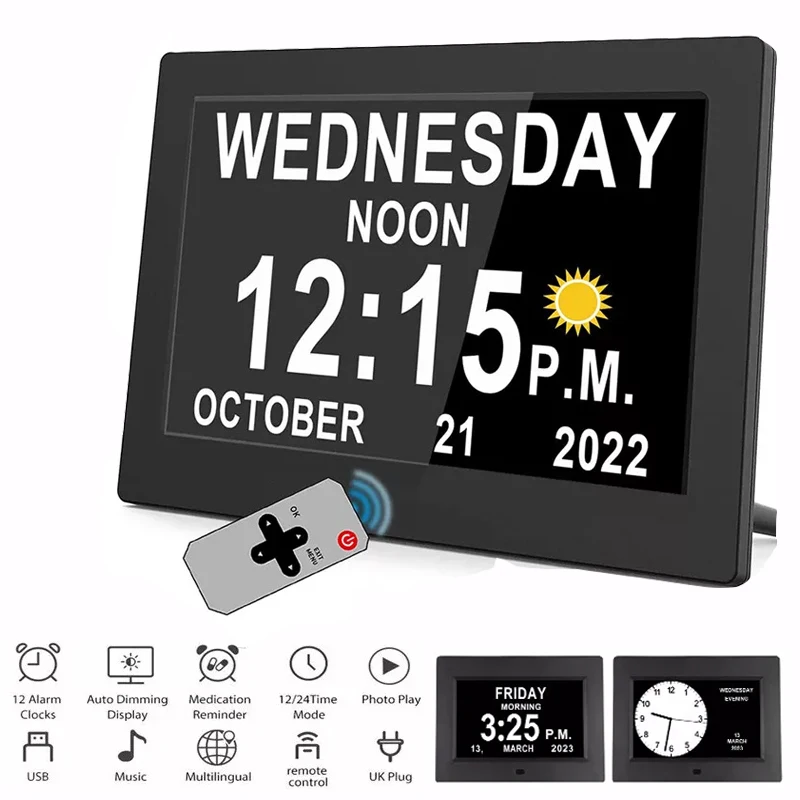 Mini Reloj de Escritorio Portátil con Fecha y Visualización de Hora 24H, Ajuste Automático de Brillo, Reloj Electrónico LCD de Mesa para Viajes, Auto, Decoración del Hogar