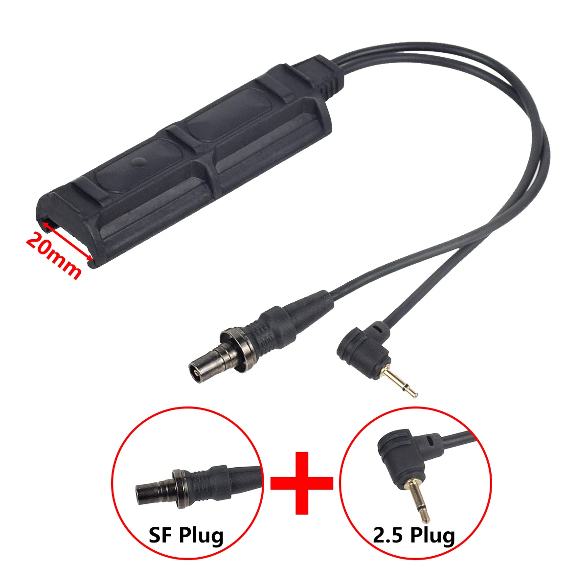

Тактический двойной кнопочный переключатель SF PLUG 2,5 мм, дистанционные переключатели для лазеров PEQ DBAL, фонарей SureFire M300 M600, охотничьих фонарей