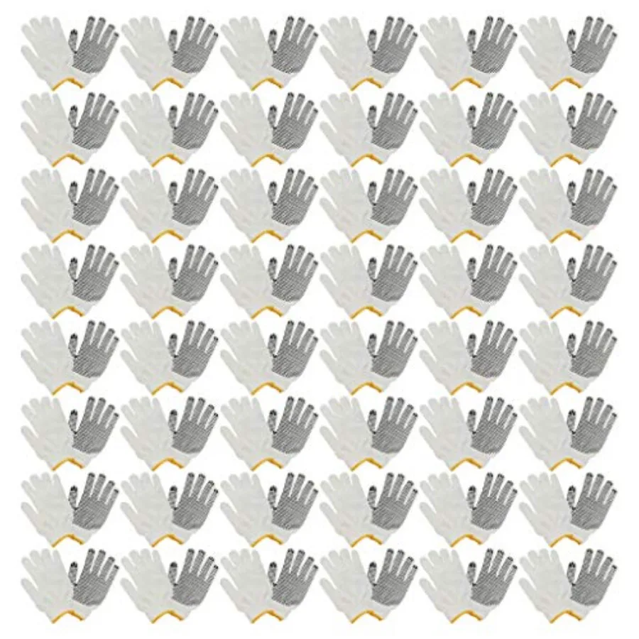 

48 Pairs PVC Dotted Knit Work Gloves for Men Women Comfortable Non Slip Cotton Gloves for General Purpose One Size Bulk 48 Pair
