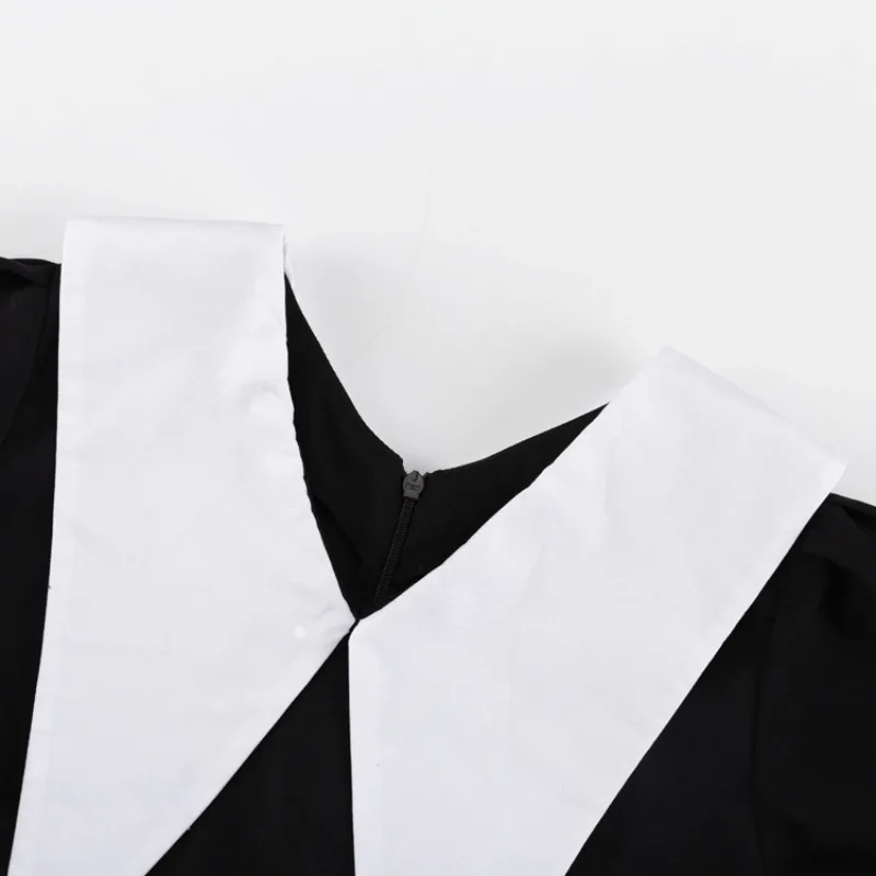 Autunno Donna Corsetto Hepburn Party Abito a trapezio Francese Vintage Manica lunga a lanterna Pieghe Mini abito tutu a pieghe Abito da ballo con volant