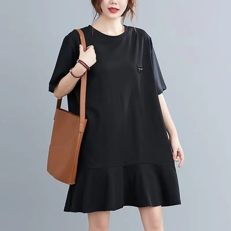 

Женское повседневное платье с кружевной строчкой и бантом, с рюшами, мини-платье больших размеров, новое модное качество,