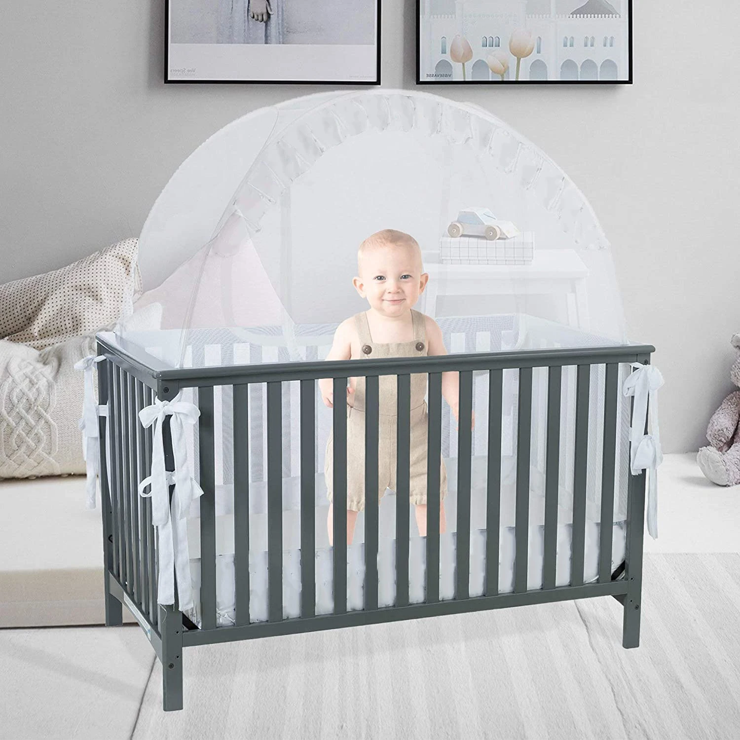 Tragbare Unisex Babybett Zelt Baby Baldachin Bett Moskito netz Abdeckung Stricks toff mit Polyester füllung für den Außenbereich für Kinder