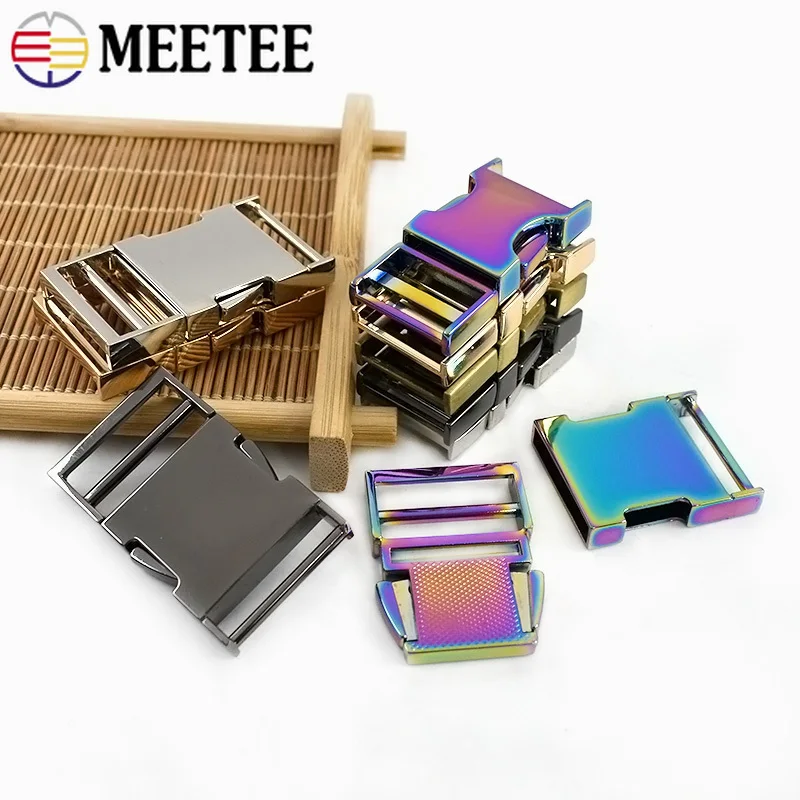 

Meetee 2/4Pcs 14-38mm Backpack Metal Buckles for Belt Closures Hook Webbing Strap Quick Release Buckle Dog Collar Accessories