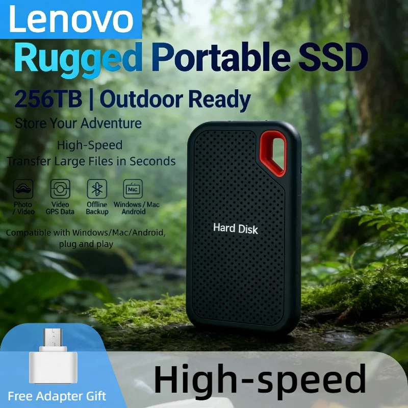 

Портативный SSD-накопитель Lenovo 4 ТБ, внешний твердотельный накопитель USB 3.1, высокоскоростное мобильное хранилище для ноутбуков, PS5, ПК, игровых систем и резервного копирования данных