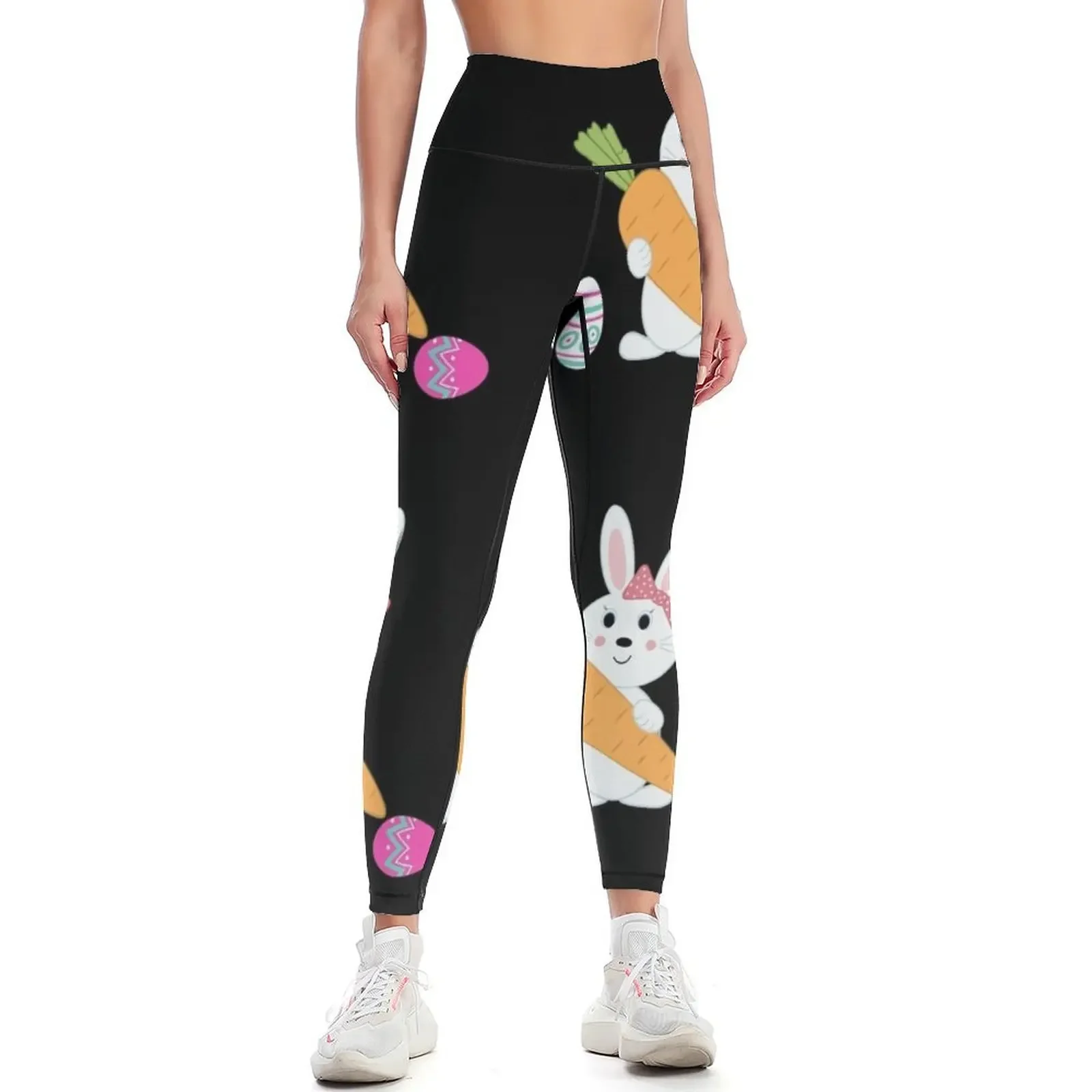 

Easter Bunny Rabbit Girl Easter Eggs Happy Easter Leggings jogging pants Women's gym Women's sports sport pants Womens Leggings