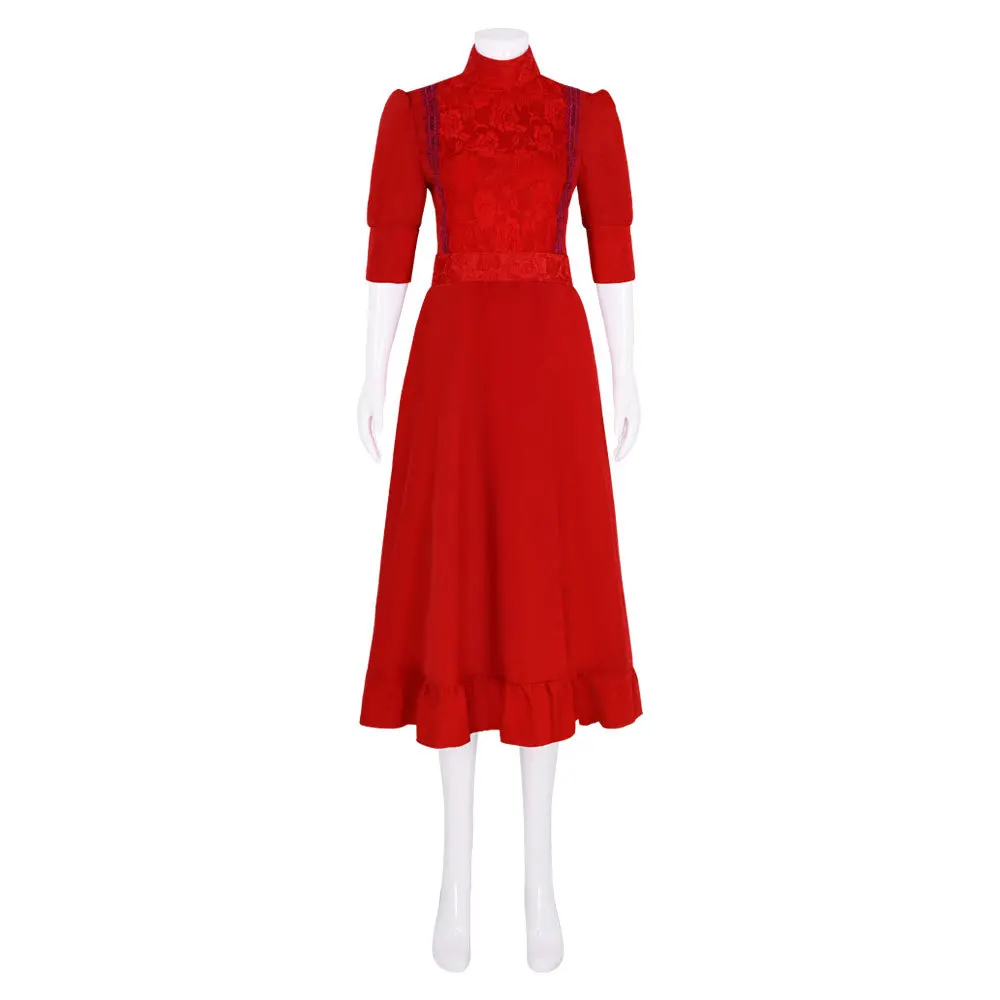 Robe de Cosplay Perle à Manches sulfpour Femme et Fille, Costume Mia Goth, Jupe Plissée, Taille Haute, Rouge, Film X, Tenue de ix