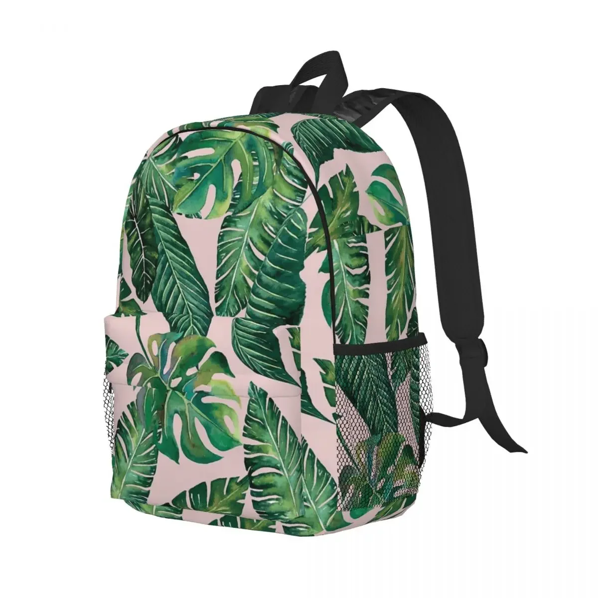 Dschungel blätter, Banane, Monstera rosa Rucksäcke Teenager Bücher tasche Mode Kinder Schult aschen Laptop Rucksack Umhängetasche