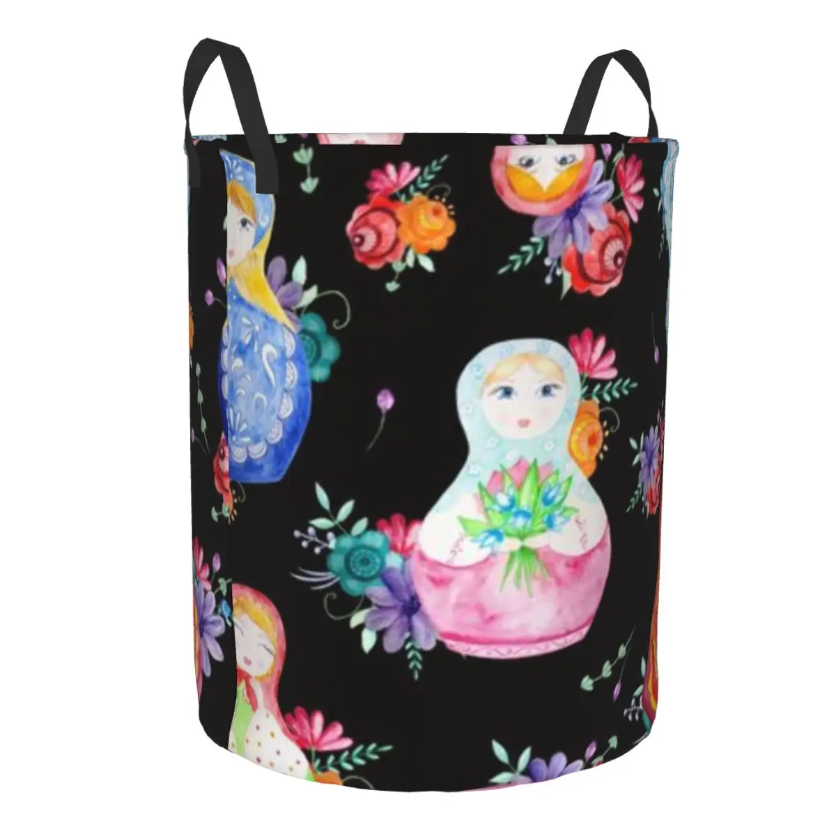 Nesting Dolls And Russian Flowers Waterproof Storage Bag Household Dirty Laundry Basket Folding Clothes Organizer