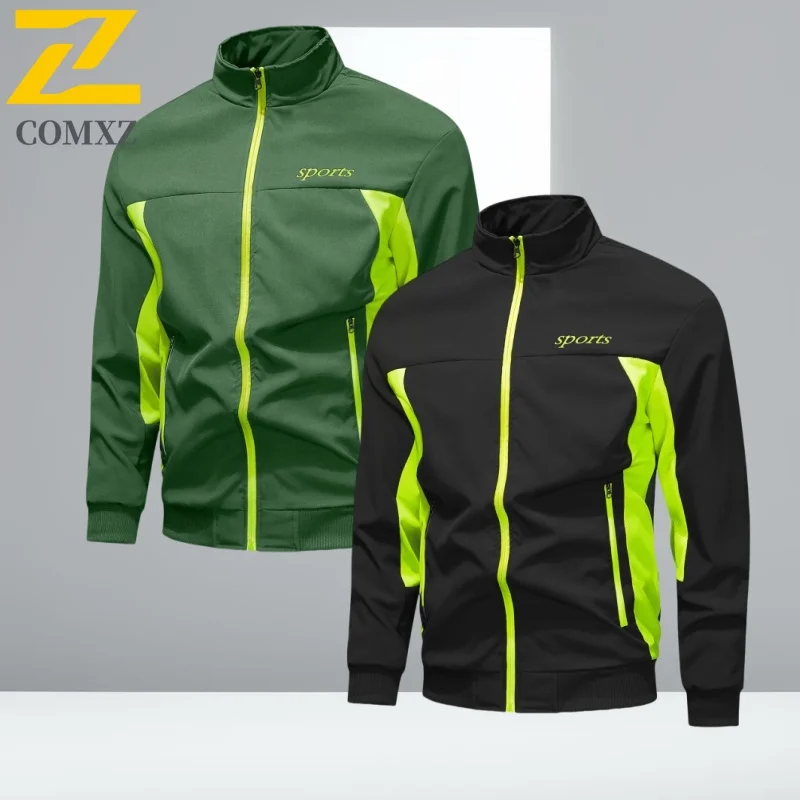 

New Running Sports Jacket Men's Casual Contrast Breathable Jackets Autumn Camping Mountain Climbing Sportswear stand collar Coat