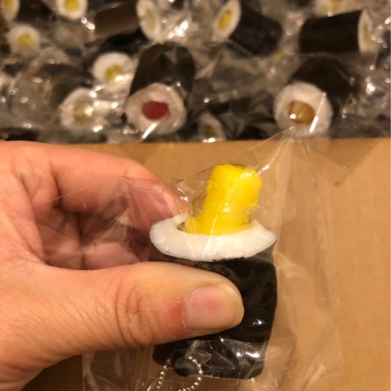 Taba Squishy Simulated Food Play Sushi Fish Bamboo Wheel Soft Extrusion Ball Fingertip Toys TPR Kids Pendant Girl Birthday Gifts