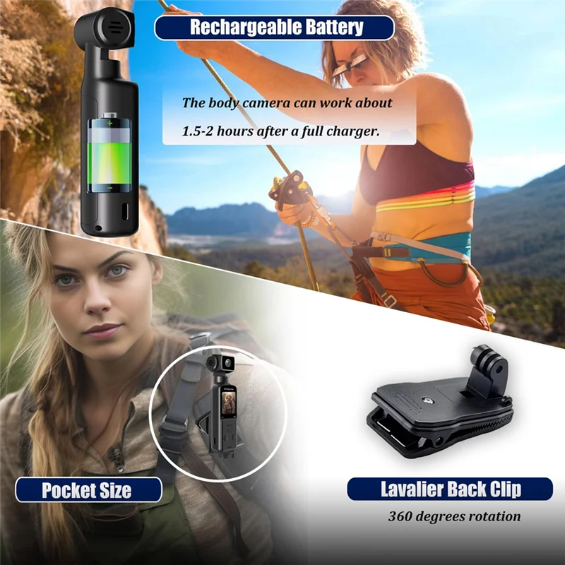 【T07A】كاميرا رقمية بحجم الجيب 5K مع ميكروفون خارجي 270 °   تدوير وظيفة تسجيل الفيديو واي فاي للدراجة الرياضية الخارجية T