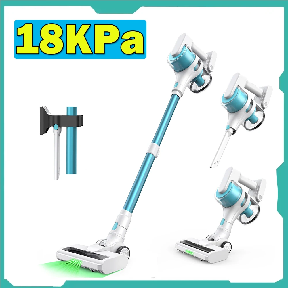 MOOSOO S6 18kPa Cordless Stick Vacuum Cleaner Strong Suction 40min Runtime 1L Dust Cup Type-C Charging 5-Stage HEPA Filtration