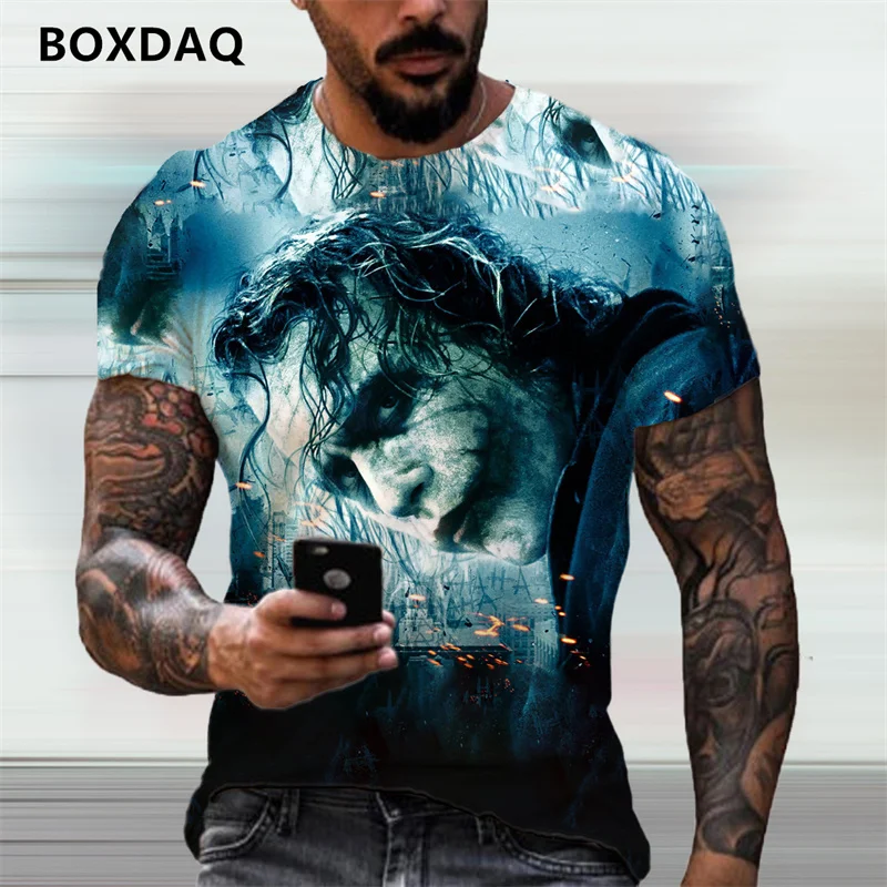 Personality Fashion Clown Pattern Men T-Shirts Short Sleeve 3D Printed Gothic Street Trend TTee 6XL Plus Size Summer Casual Tops